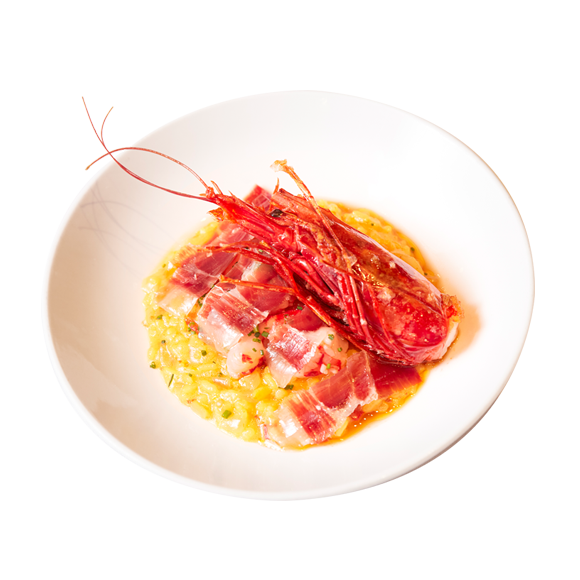 White Asparagus with Carabinero and Jamón
